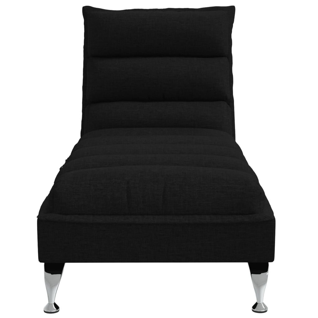 Sezlong de masaj cu perne, negru, material textil — imaginea 4
