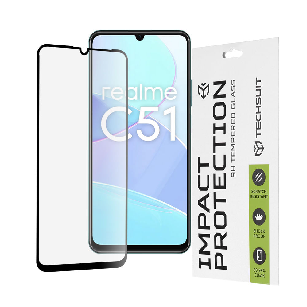 Folie pentru Realme C51 / Note 50 - Techsuit 111D Full Cover / Full Glue Glass - Black - 1 | YEO