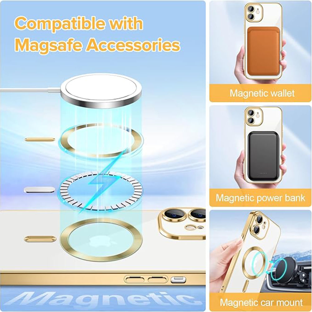 Husa pentru iPhone 12 - Techsuit Luxury Crystal MagSafe - Gold - 3 | YEO