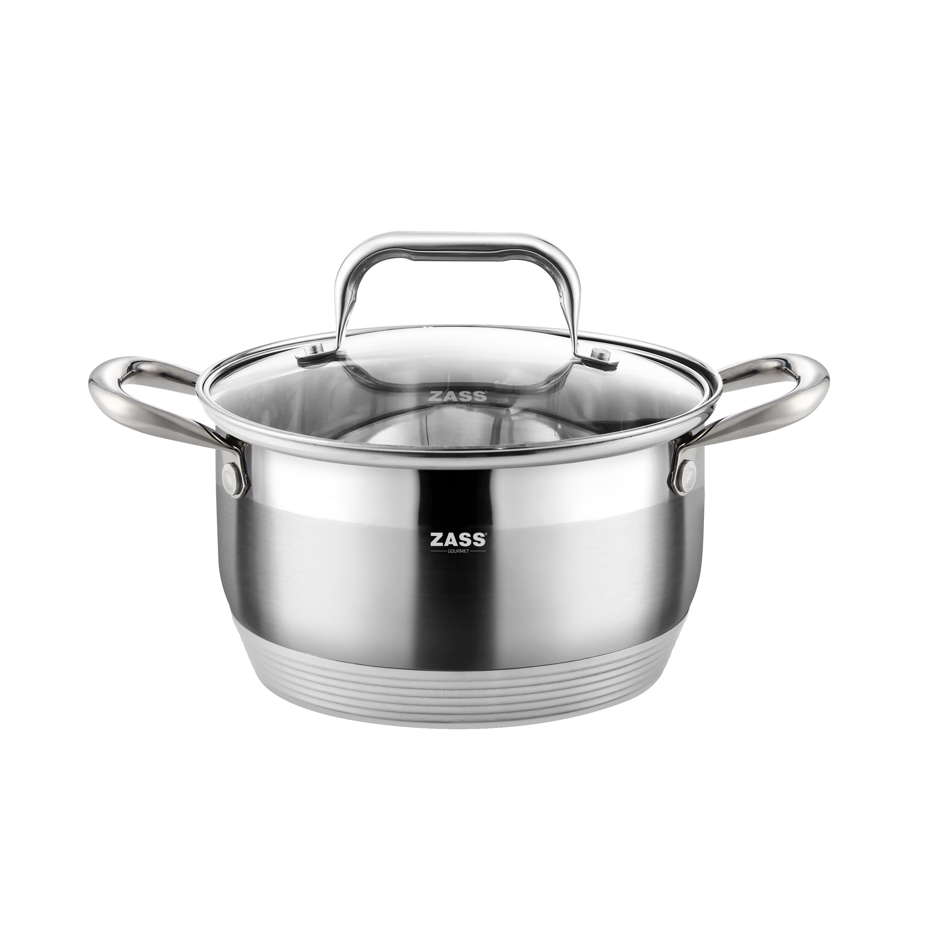 Oala din inox Zass Gourmet ZG-SC01-24 cu capac, Capacitate 6.1L