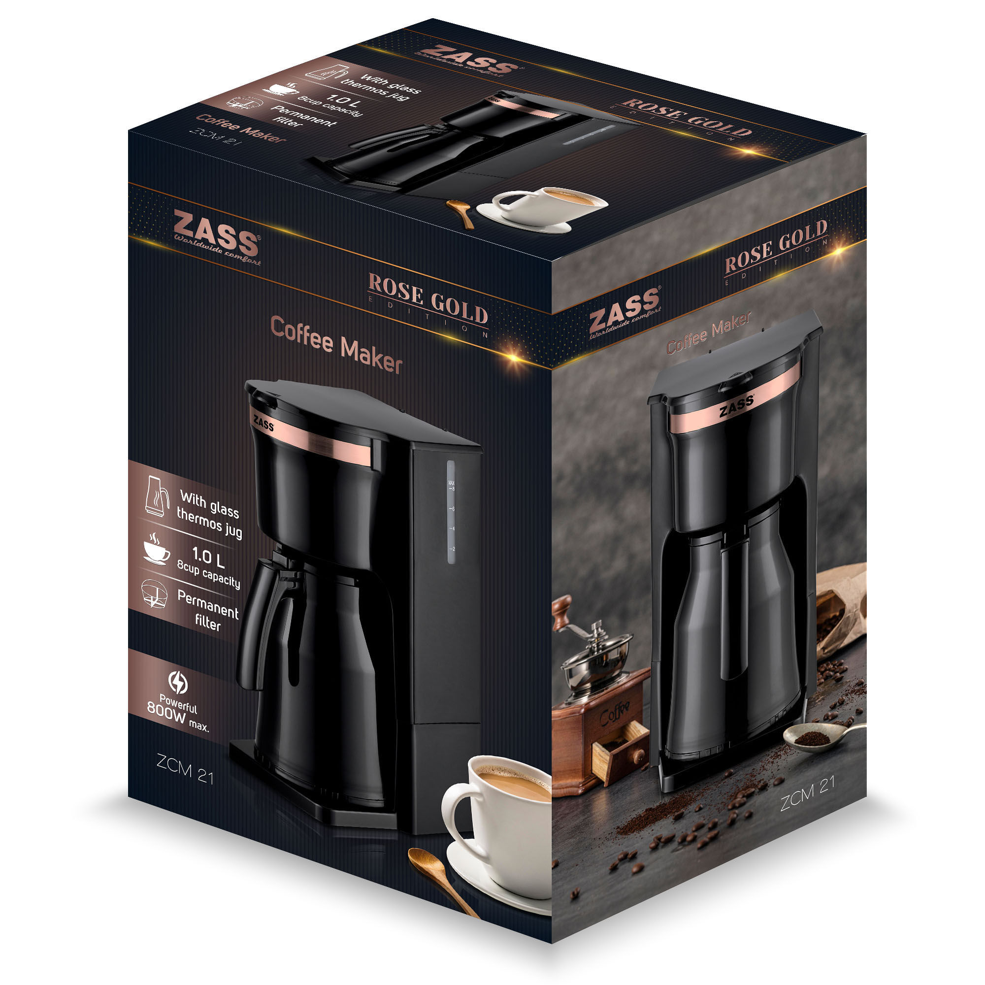 Cafetiera cu termos ZASS Rose Gold ZCM 21 - 4 | YEO