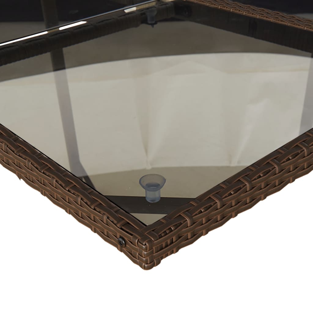 Set mobilier de gradina cu perne, 11 piese, maro, poliratan — imaginea 5