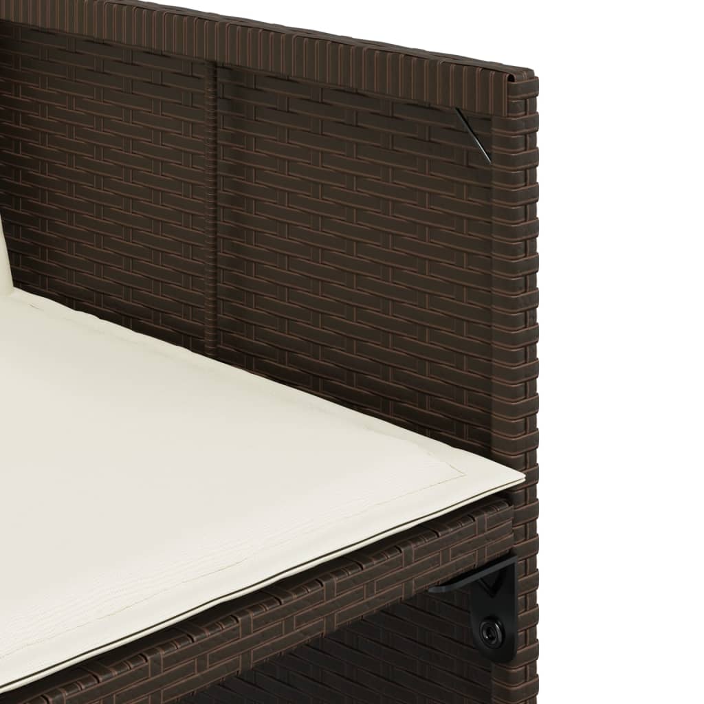 Set mobilier de gradina cu perne, 11 piese, maro, poliratan — imaginea 6