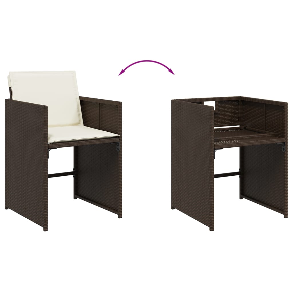 Set mobilier de gradina cu perne, 11 piese, maro, poliratan — imaginea 7