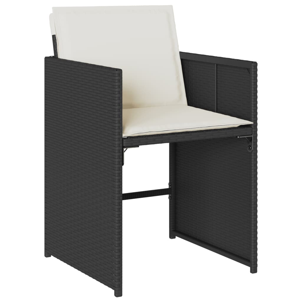Set mobilier de exterior cu perne, 11 piese, negru, poliratan — imaginea 5