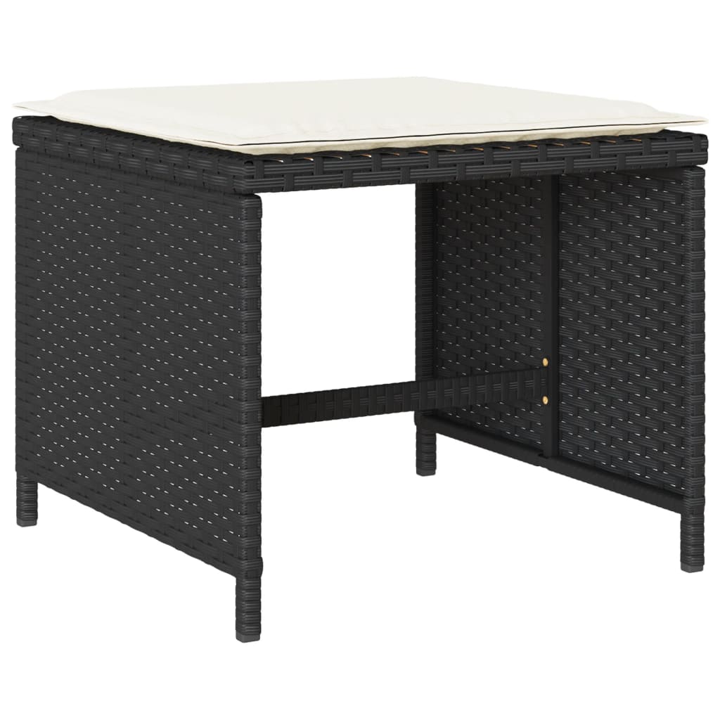 Set mobilier de exterior cu perne, 11 piese, negru, poliratan — imaginea 6