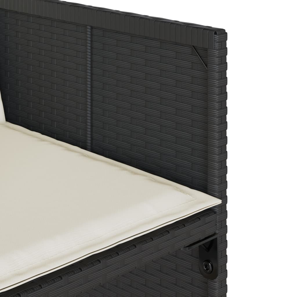 Set mobilier de exterior cu perne, 11 piese, negru, poliratan — imaginea 9