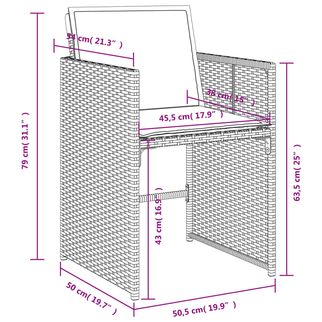 Set mobilier de exterior cu perne, 11 piese, negru, poliratan — imaginea 12