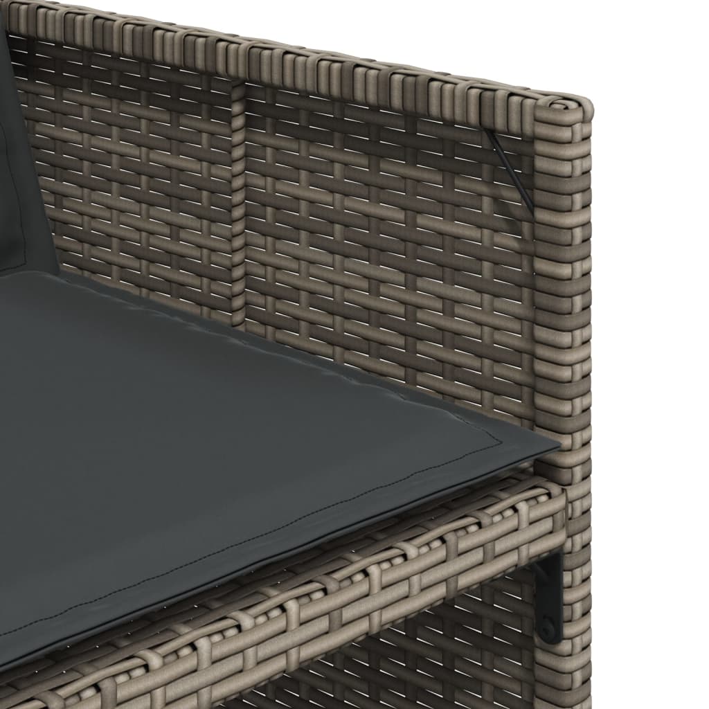 Set mobilier de gradina cu perne, 17 piese, gri, poliratan — imaginea 9