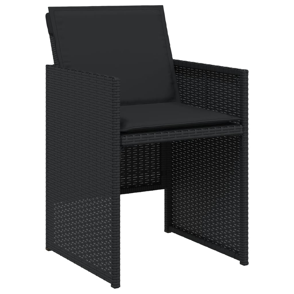 Set mobilier de gradina cu perne, 9 piese, negru, poliratan — imaginea 4