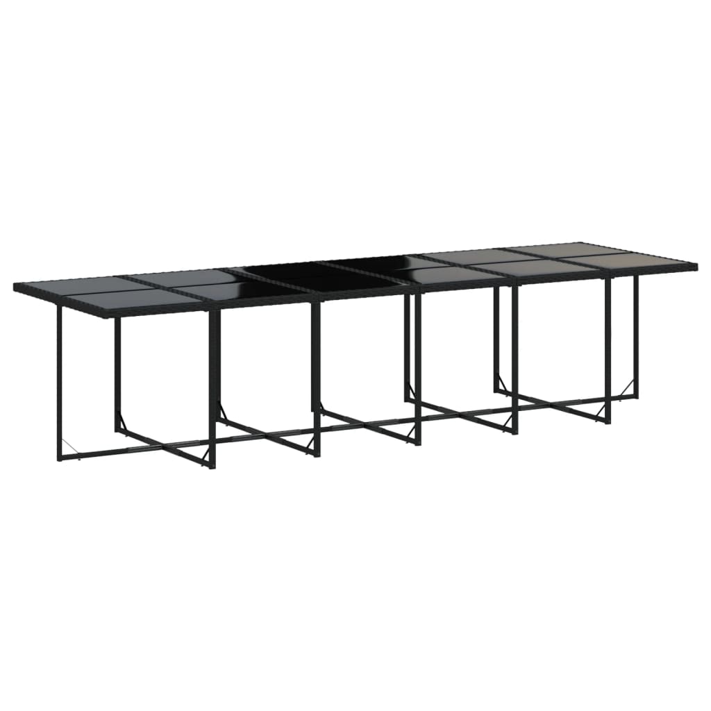 Set mobilier de gradina cu perne, 13 piese, negru, poliratan — imaginea 4