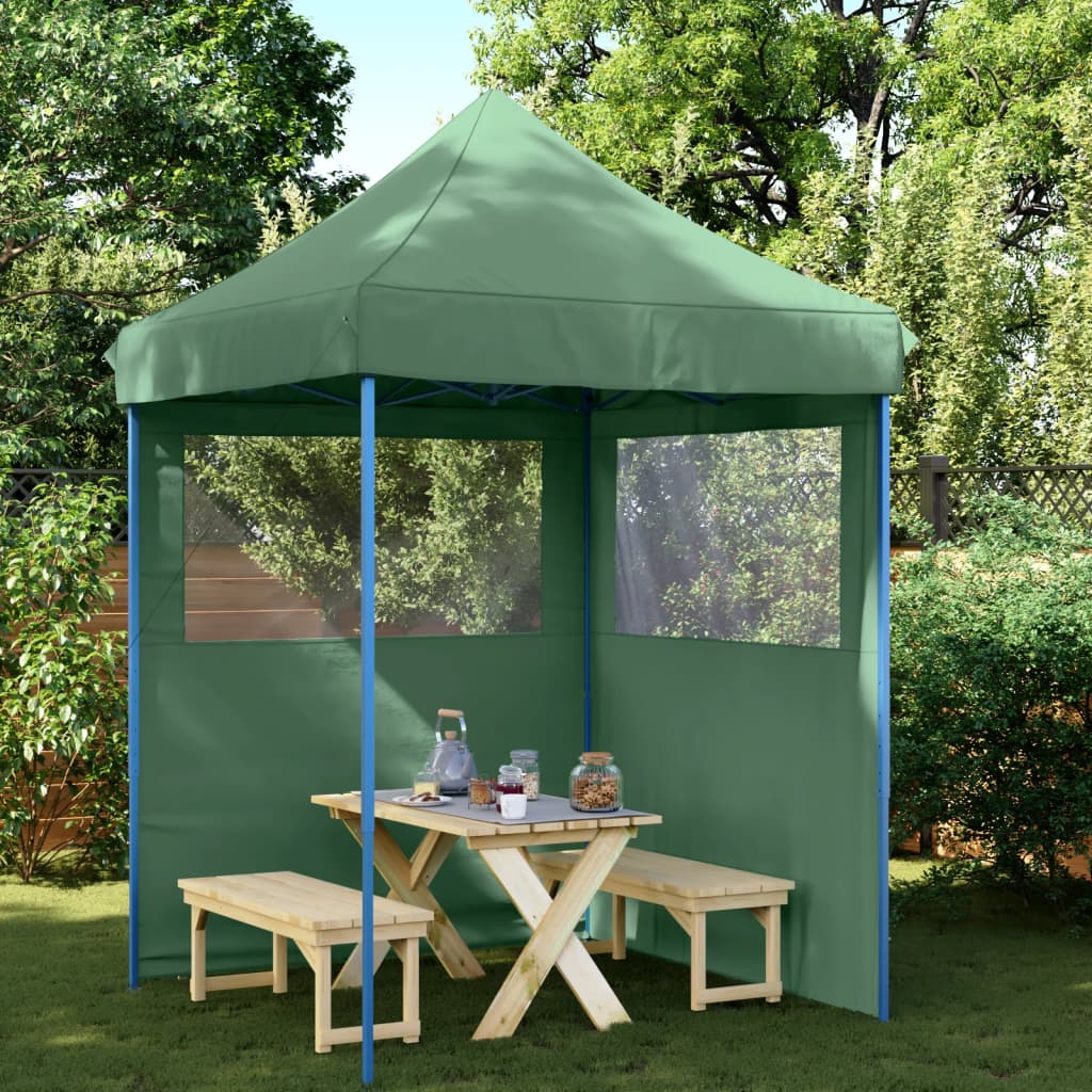 Cort pliabil pentru petreceri cu 2 pereti laterali, verde — imaginea 2