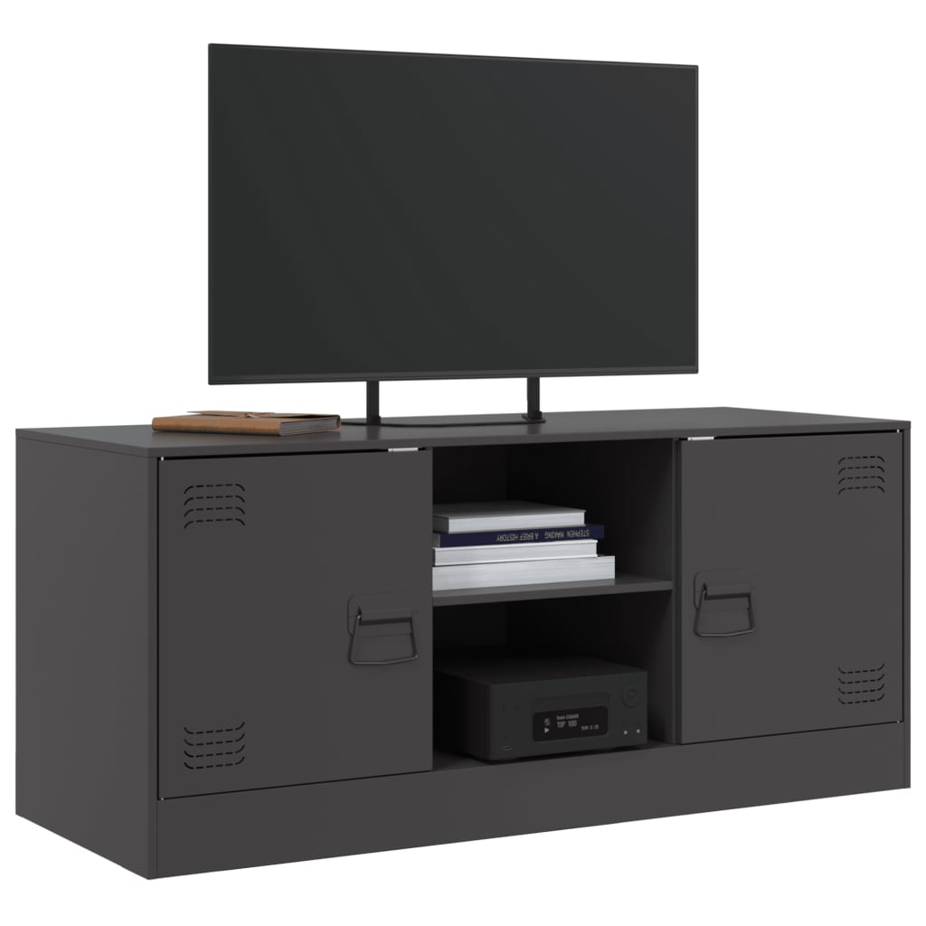 Comoda TV, negru, 99x39x44 cm, otel — imaginea 4