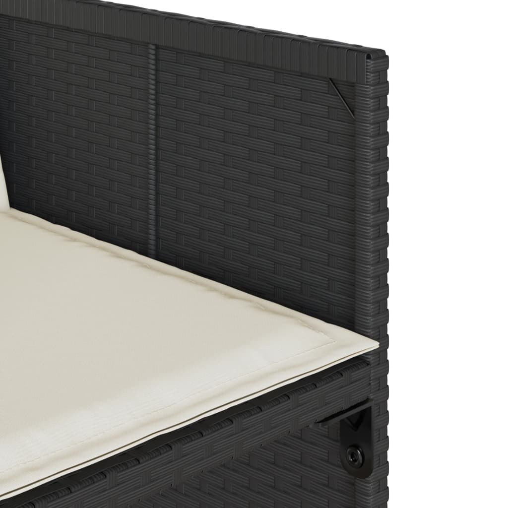 Set mobilier de exterior cu perne, 11 piese, negru, poliratan — imaginea 8