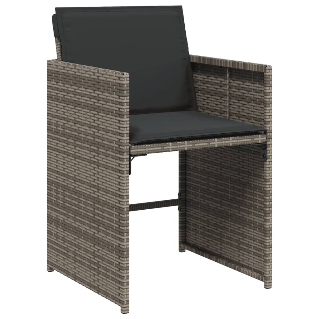 Set mobilier de gradina cu perne, 11 piese, gri, poliratan — imaginea 4