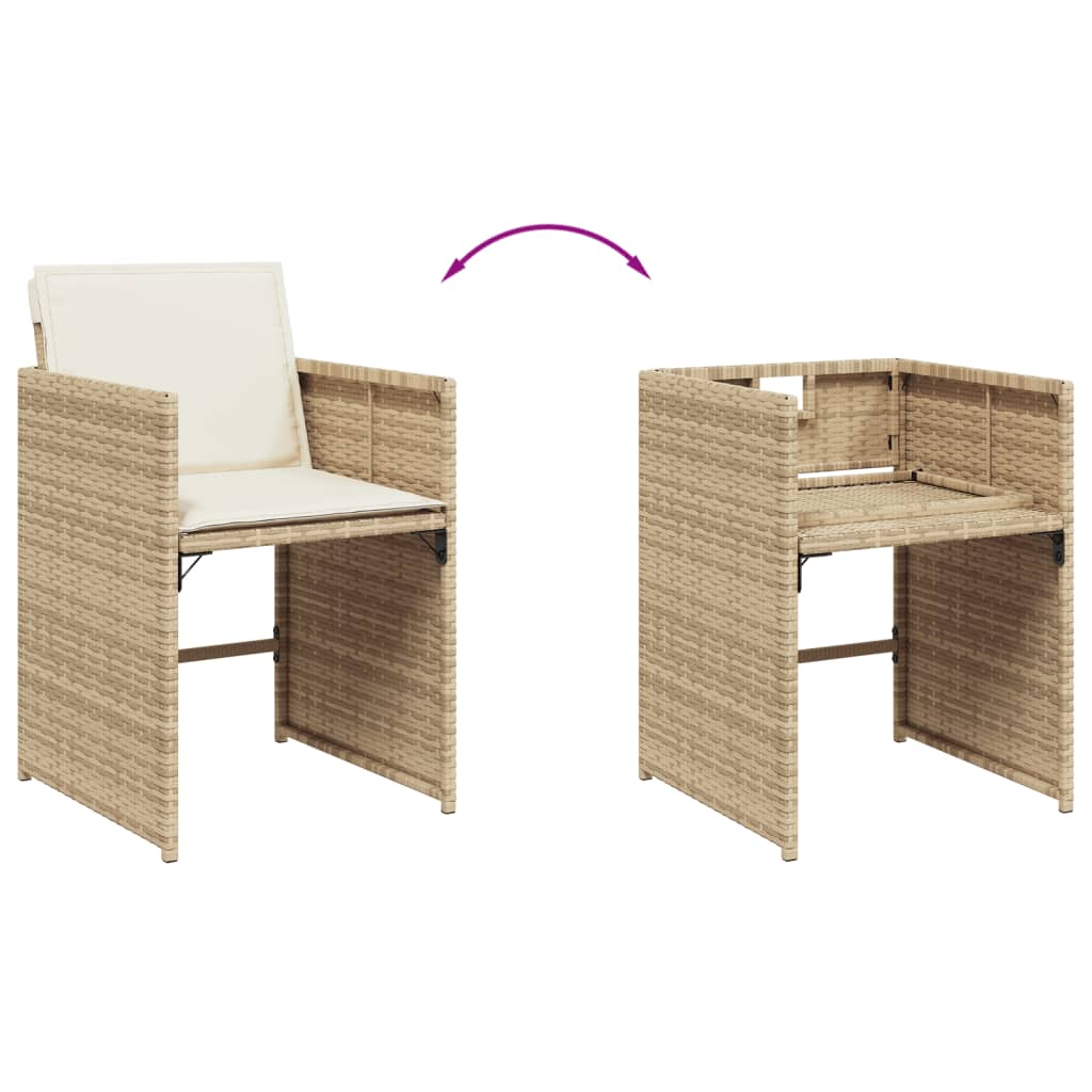 Set mobilier de gradina cu perne, 13 piese, bej, poliratan — imaginea 7
