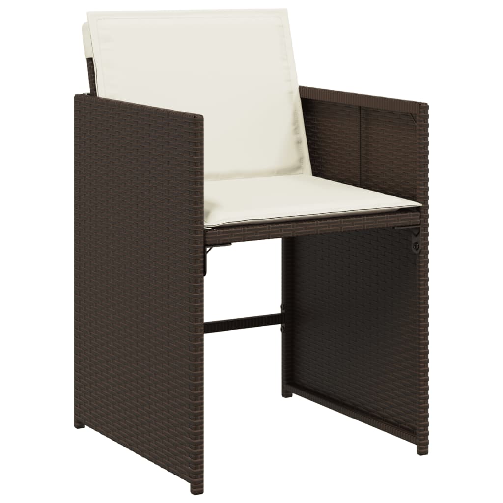 Set mobilier de gradina, 13 piese, maro, cu perne, poliratan — imaginea 5