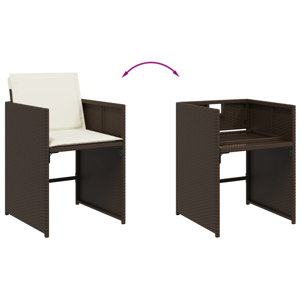 Set mobilier de gradina, 13 piese, maro, cu perne, poliratan — imaginea 6
