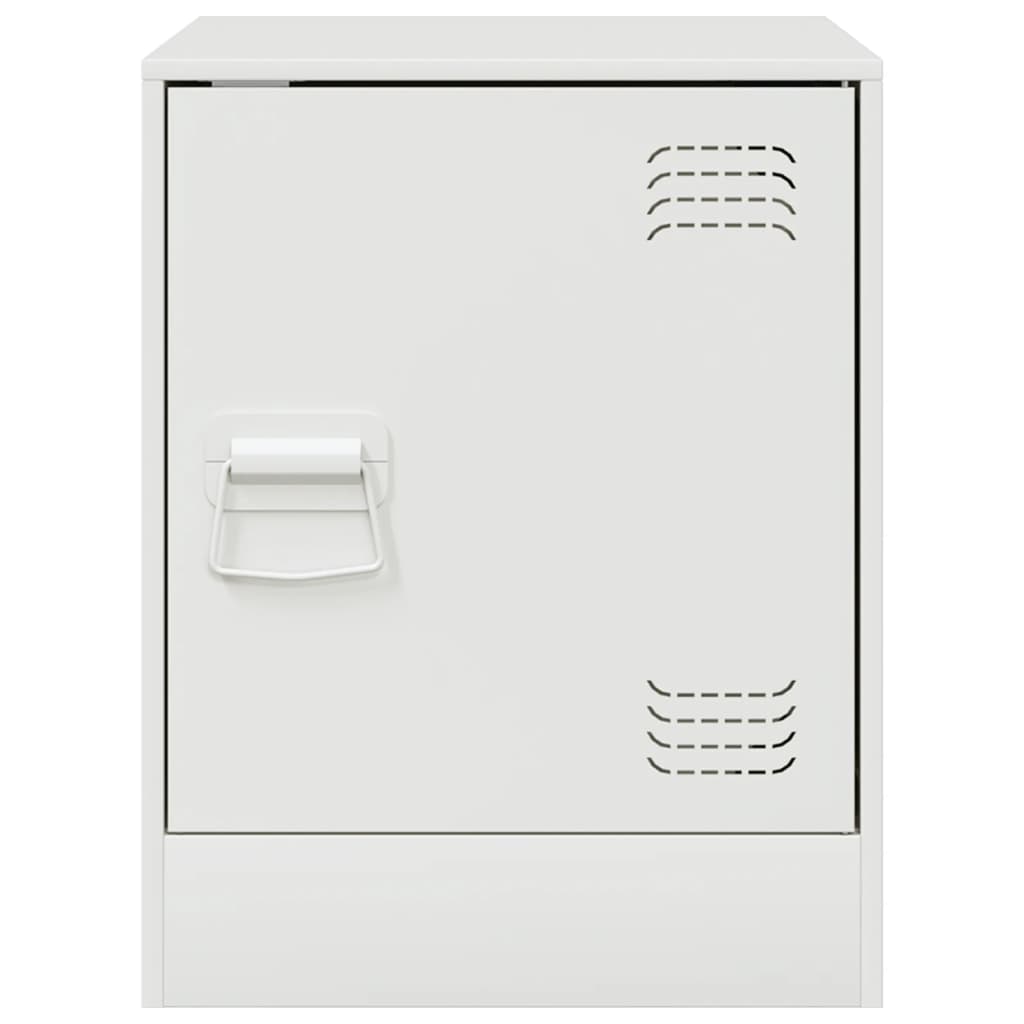 Noptiere, 2 buc., alb, 34,5x39x44 cm, otel — imaginea 5