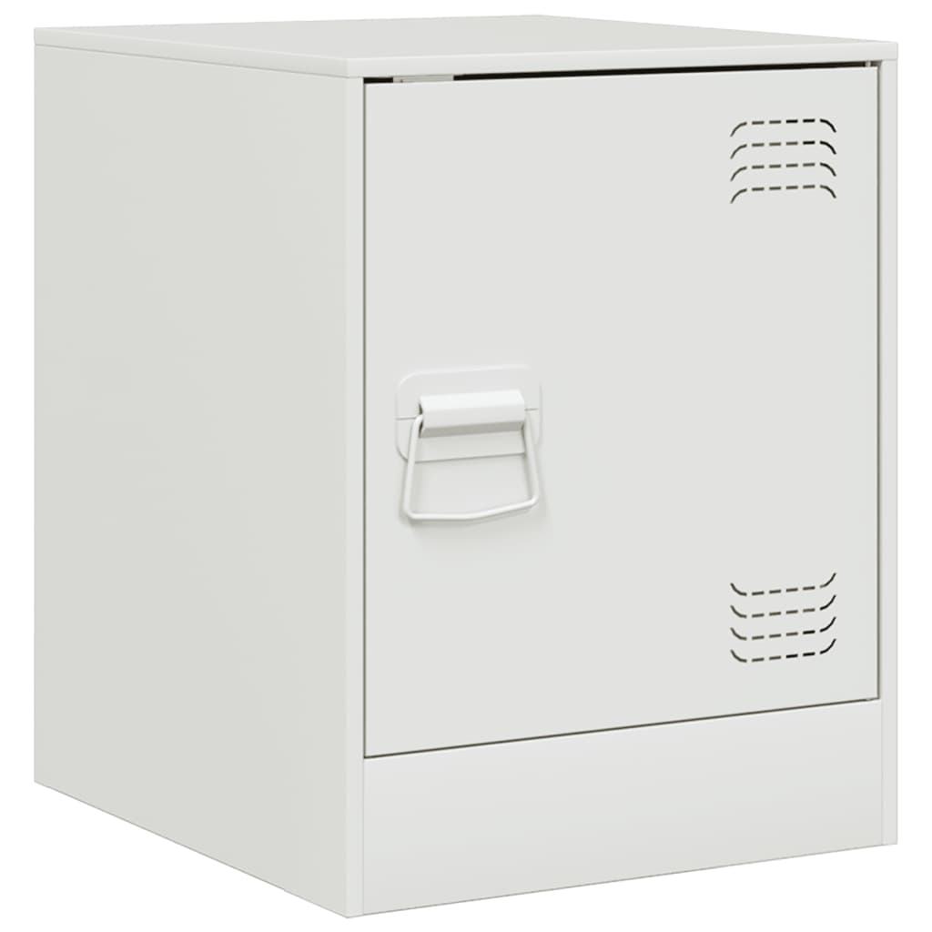Noptiere, 2 buc., alb, 34,5x39x44 cm, otel — imaginea 7