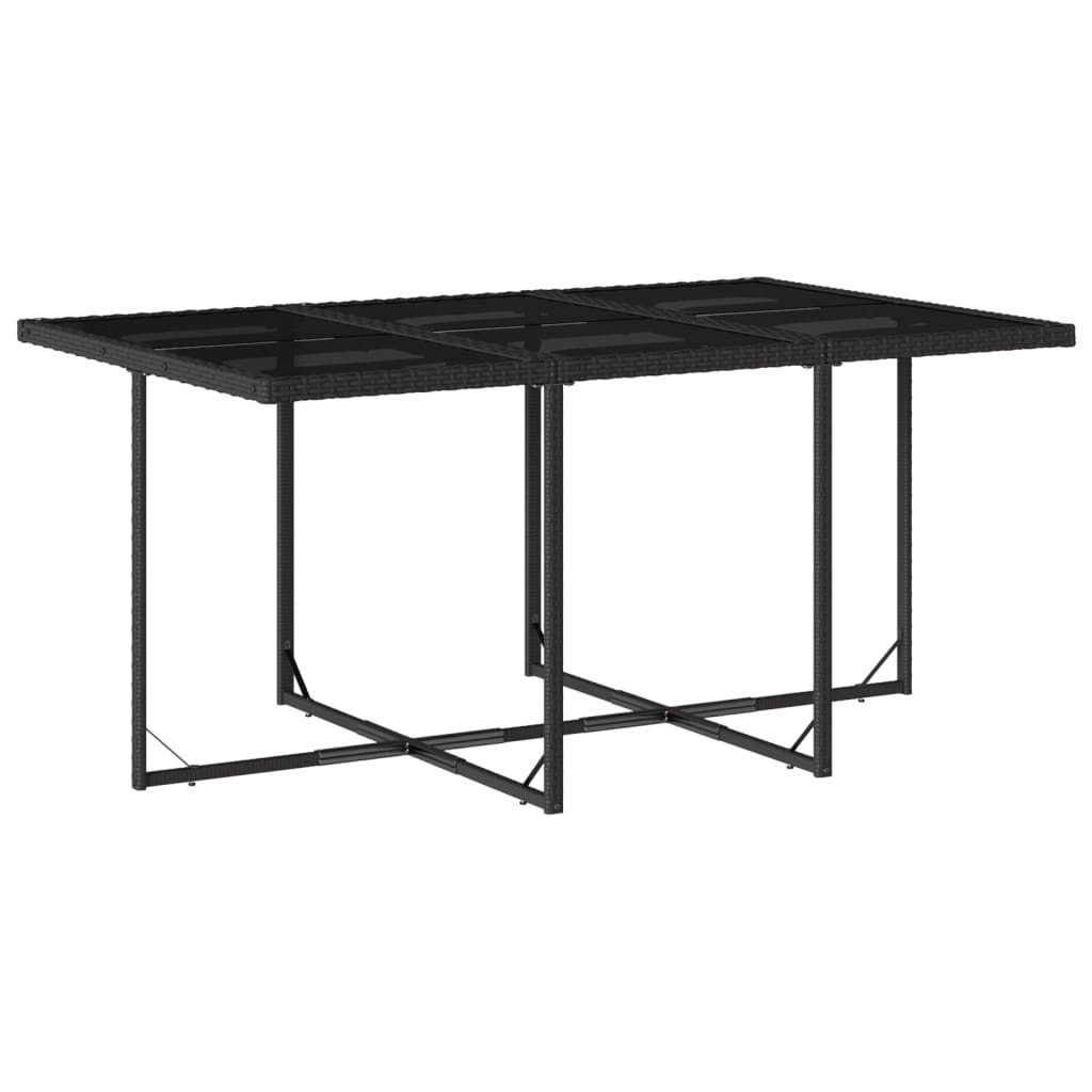 Set mobilier de exterior cu perne, 11 piese, negru, poliratan — imaginea 3