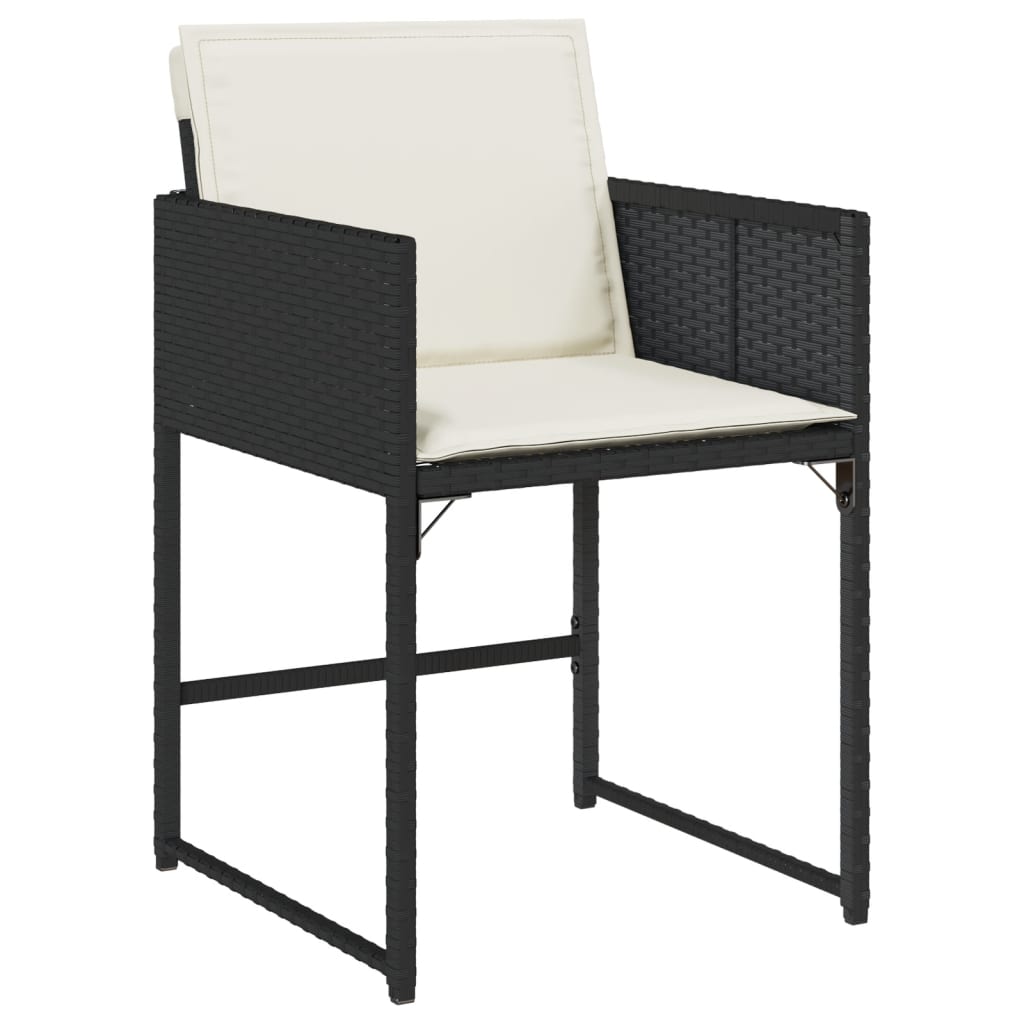 Set mobilier de exterior cu perne, 11 piese, negru, poliratan — imaginea 5