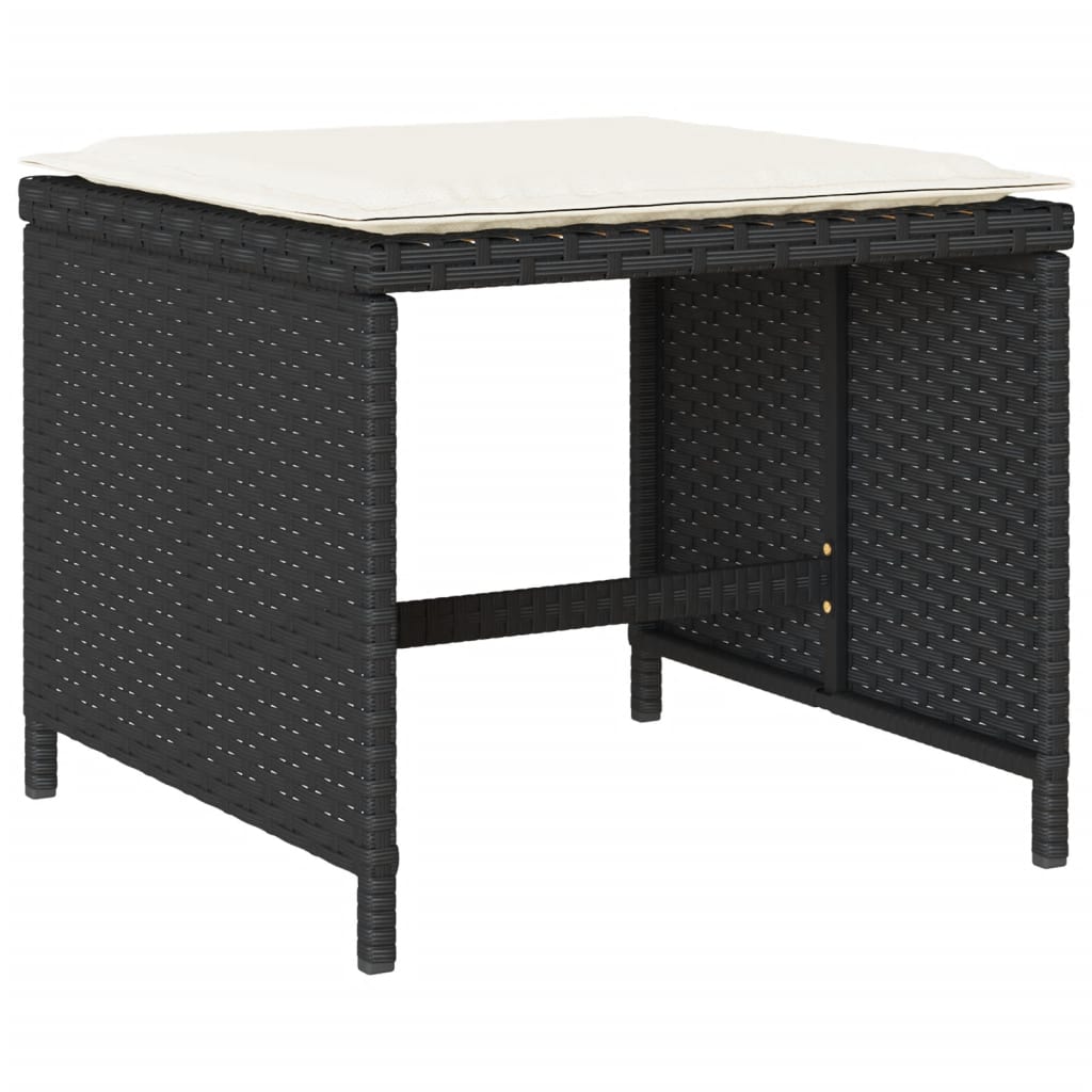 Set mobilier de exterior cu perne, 11 piese, negru, poliratan — imaginea 6