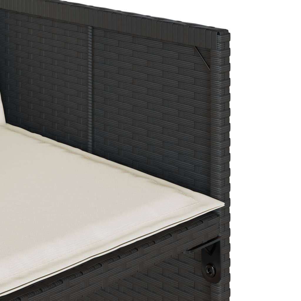 Set mobilier de gradina cu perne, 15 piese, negru, poliratan — imaginea 6