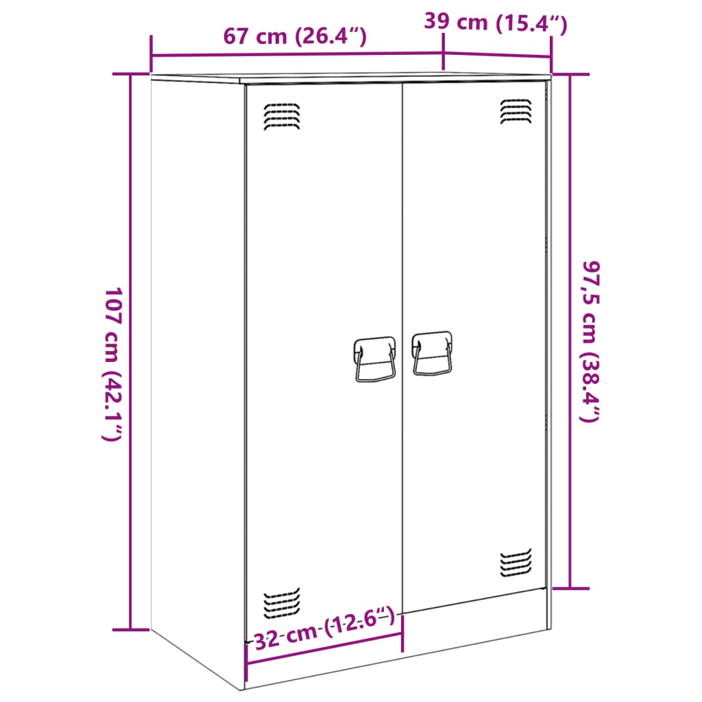Servanta, alb, 67x39x107 cm, otel — imaginea 12