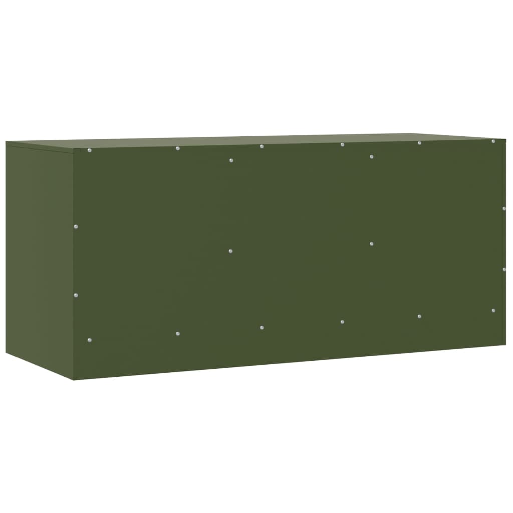 Comoda TV, verde masliniu, 99x39x44 cm, otel — imaginea 10