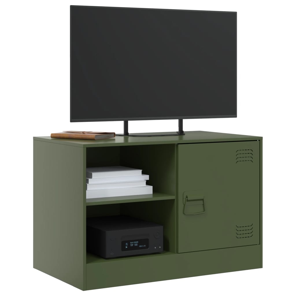 Dulapuri TV 2 buc., verde maslina, 67x39x44 cm Otel — imaginea 3