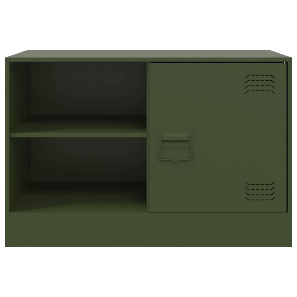 Dulapuri TV 2 buc., verde maslina, 67x39x44 cm Otel — imaginea 5