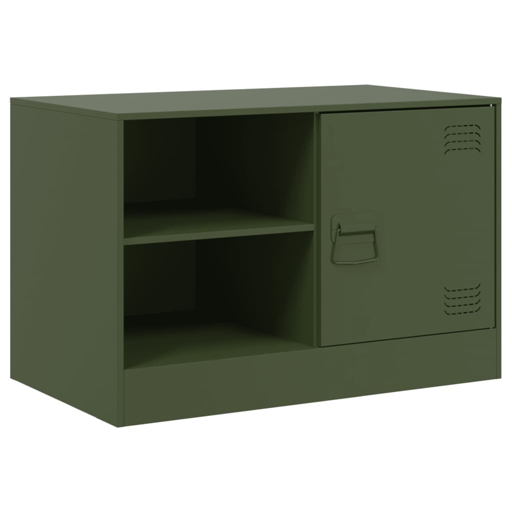 Dulapuri TV 2 buc., verde maslina, 67x39x44 cm Otel — imaginea 6