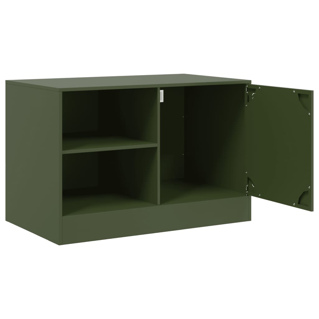 Dulapuri TV 2 buc., verde maslina, 67x39x44 cm Otel — imaginea 7