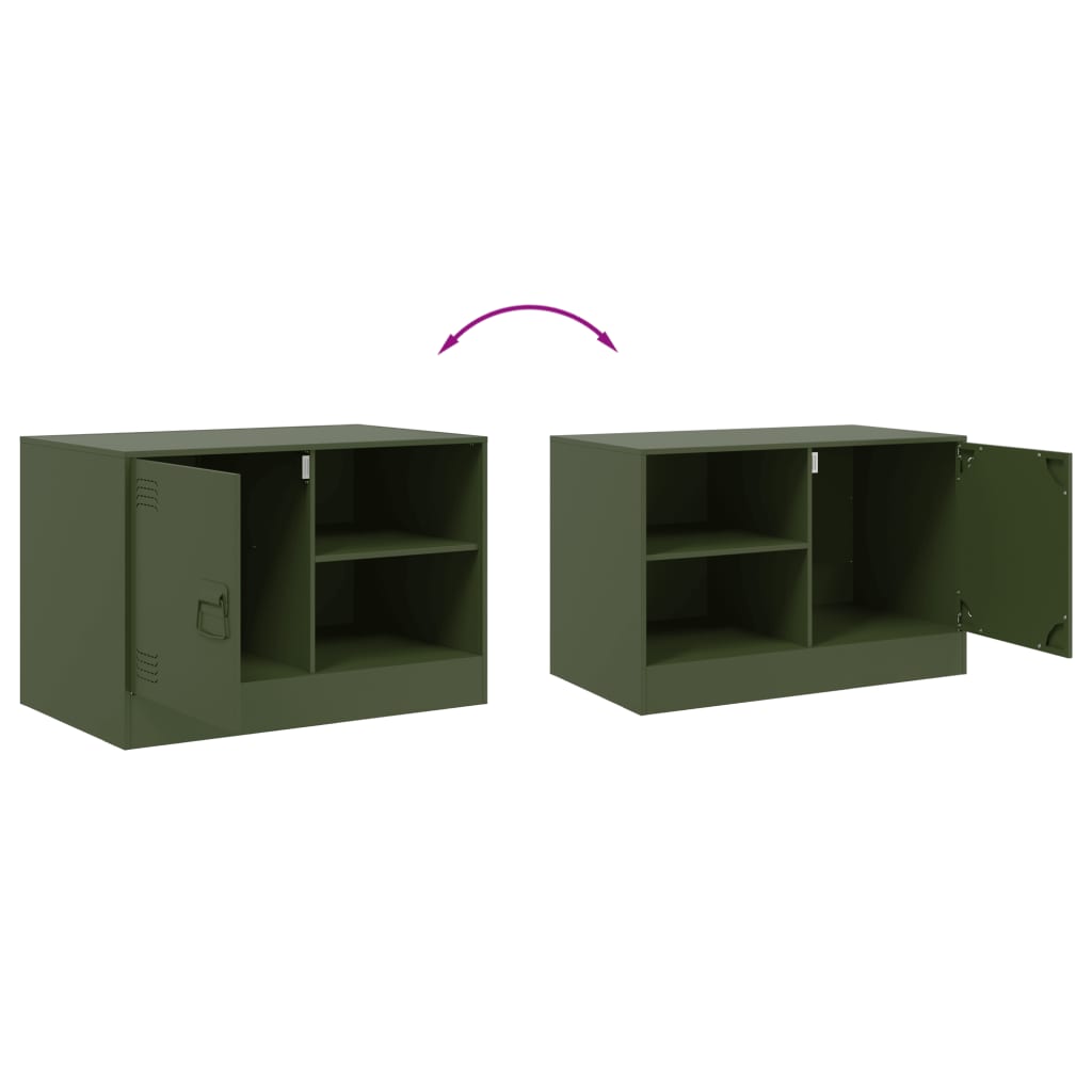 Dulapuri TV 2 buc., verde maslina, 67x39x44 cm Otel — imaginea 10