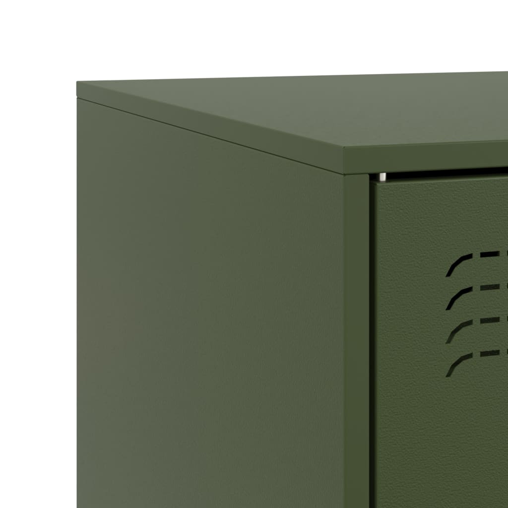 Dulapuri TV 2 buc., verde maslina, 67x39x44 cm Otel — imaginea 11