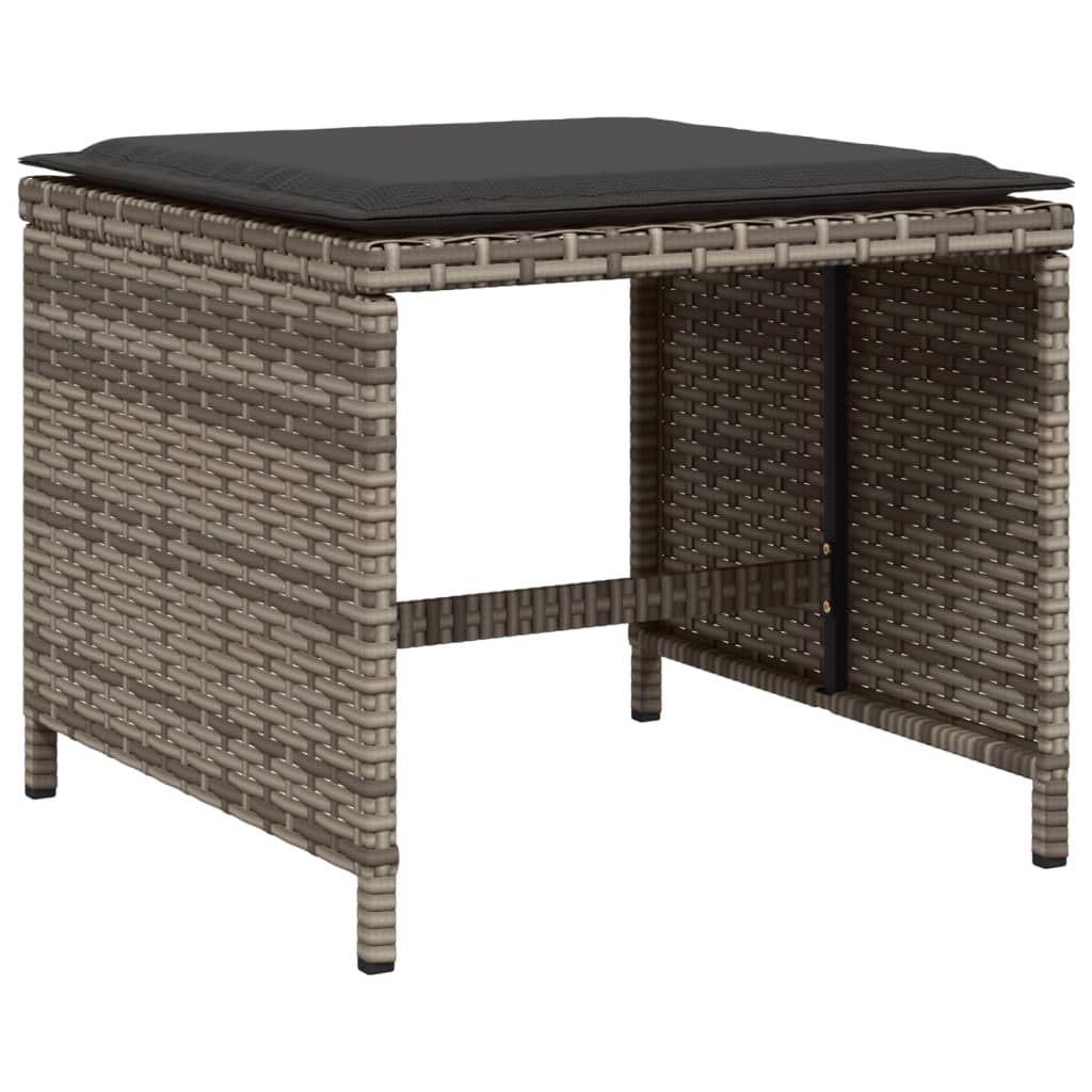 Set mobilier de gradina cu perne, 17 piese, gri, poliratan — imaginea 4