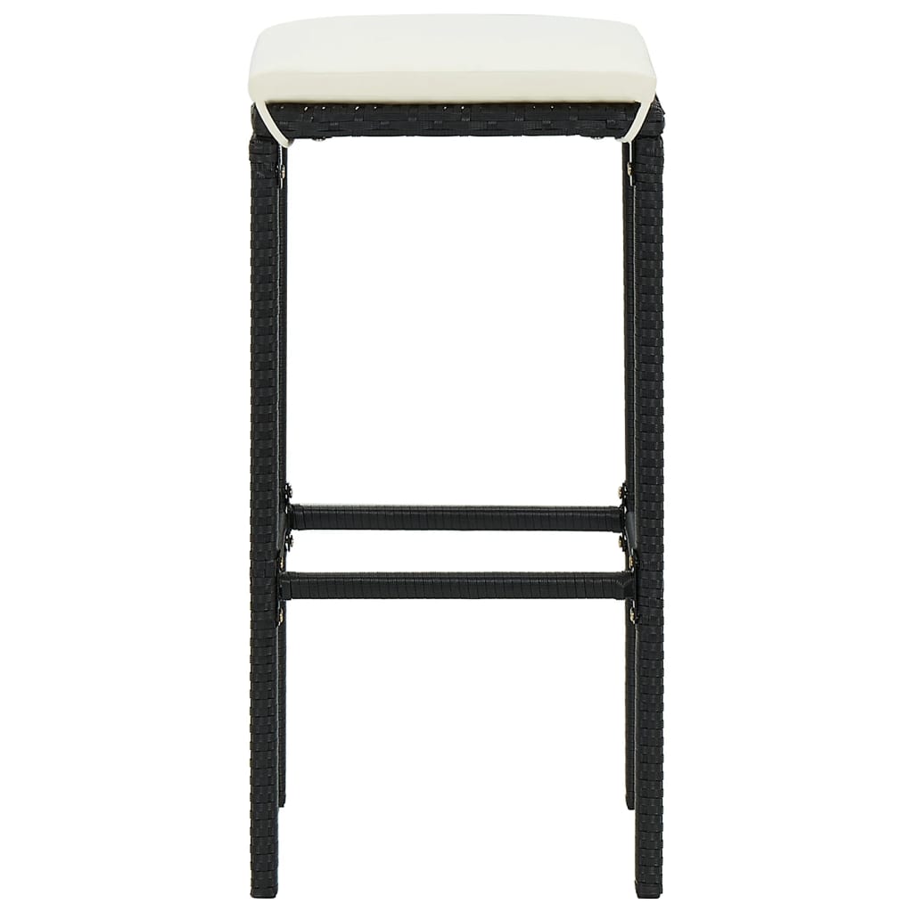 Set bar de gradina 7 piese negru lemn masiv acacia si poliratan — imaginea 6