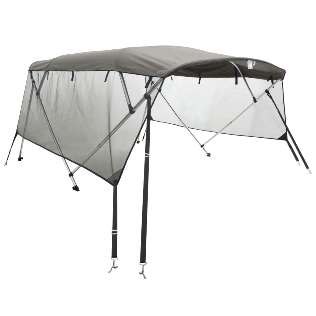 Parasolar Bimini 3 arcuri pereti din plasa 183x(154-167)x137 cm, antracit și negru