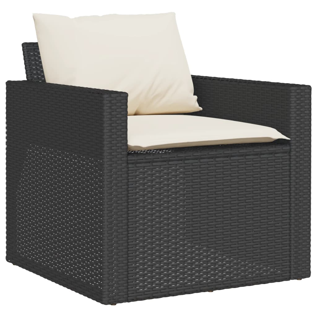 Set mobilier de gradina cu perne, 6 piese, negru, poliratan — imaginea 4