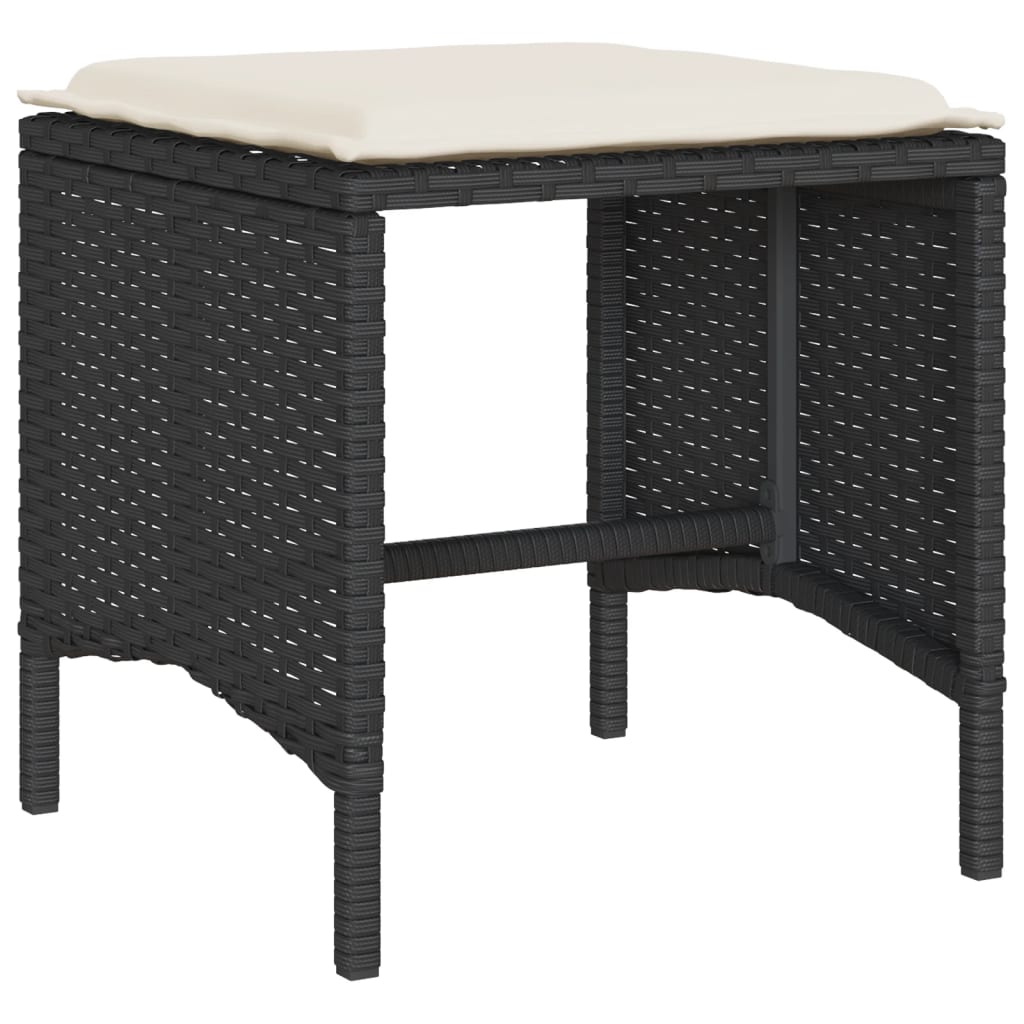 Set mobilier de gradina cu perne, 6 piese, negru, poliratan — imaginea 5