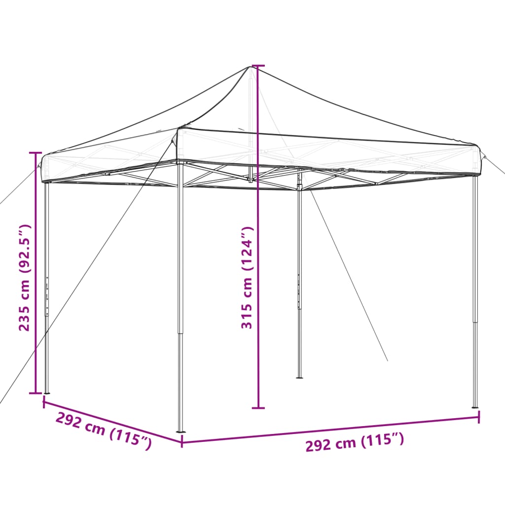 Cort de petrecere pliabil Pop-Up, 292x292x315 cm, visiniu — imaginea 9