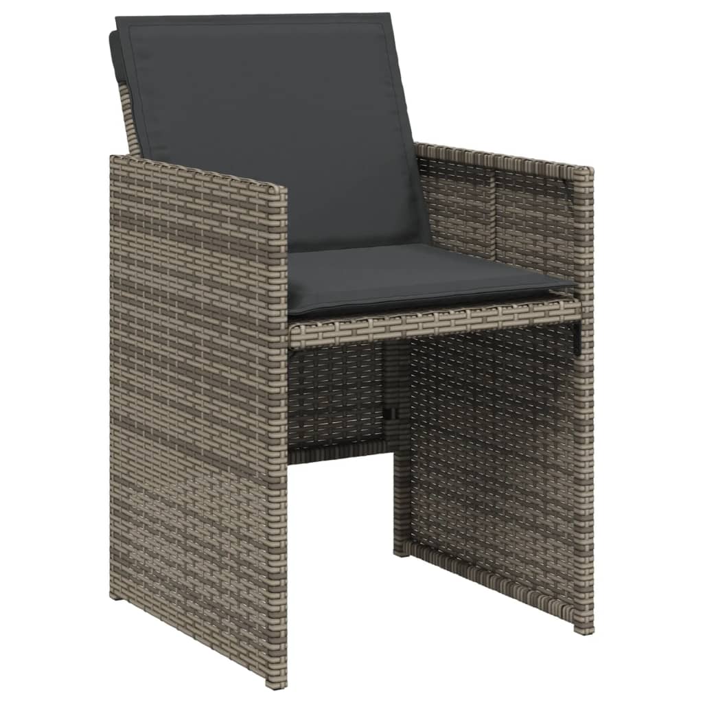 Set mobilier de gradina cu perne, 11 piese, gri, poliratan — imaginea 4
