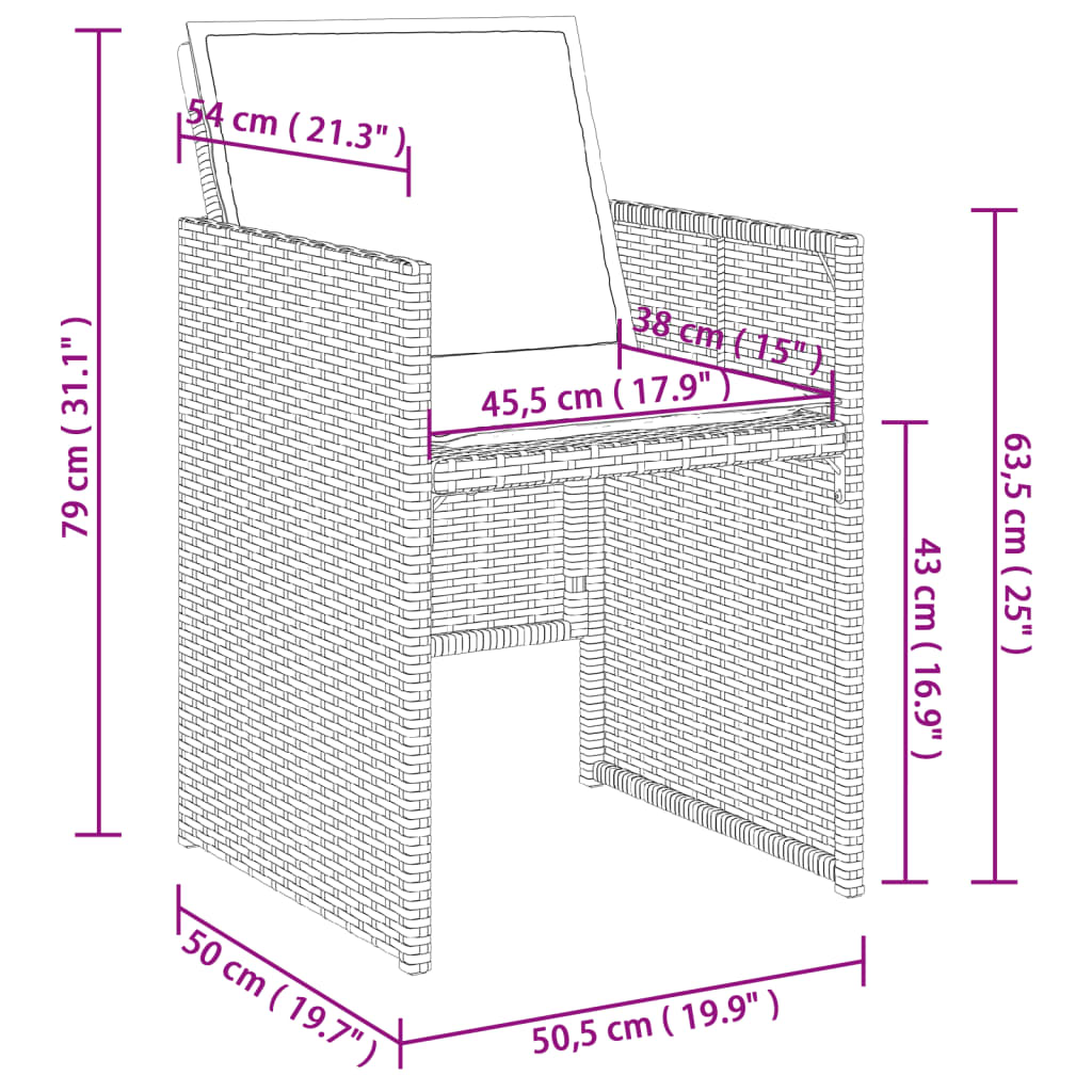 Set mobilier de gradina cu perne, 11 piese, gri, poliratan — imaginea 9