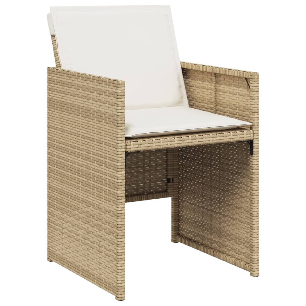 Set de masa pentru gradina, 9 piese, cu perne, bej, poliratan — imaginea 4