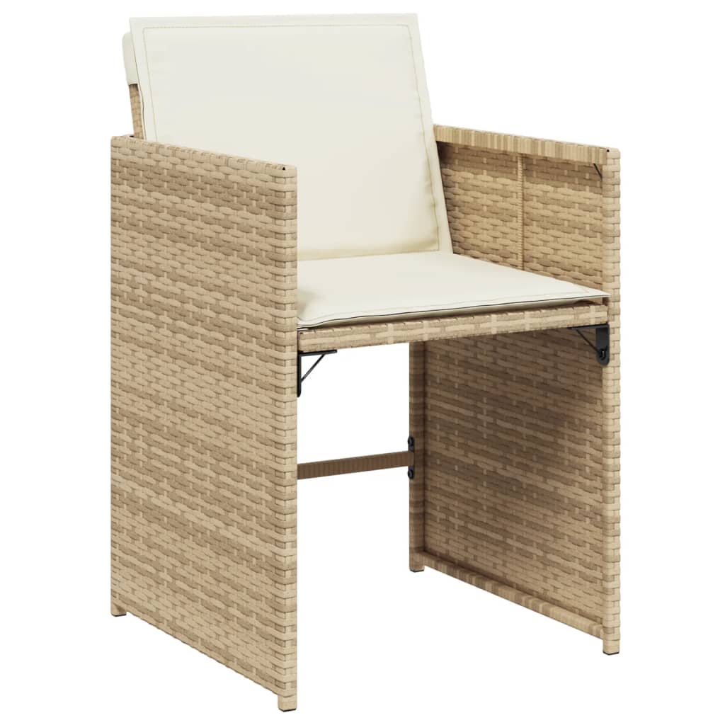 Set de masa pentru gradina, 9 piese, cu perne, bej, poliratan — imaginea 4