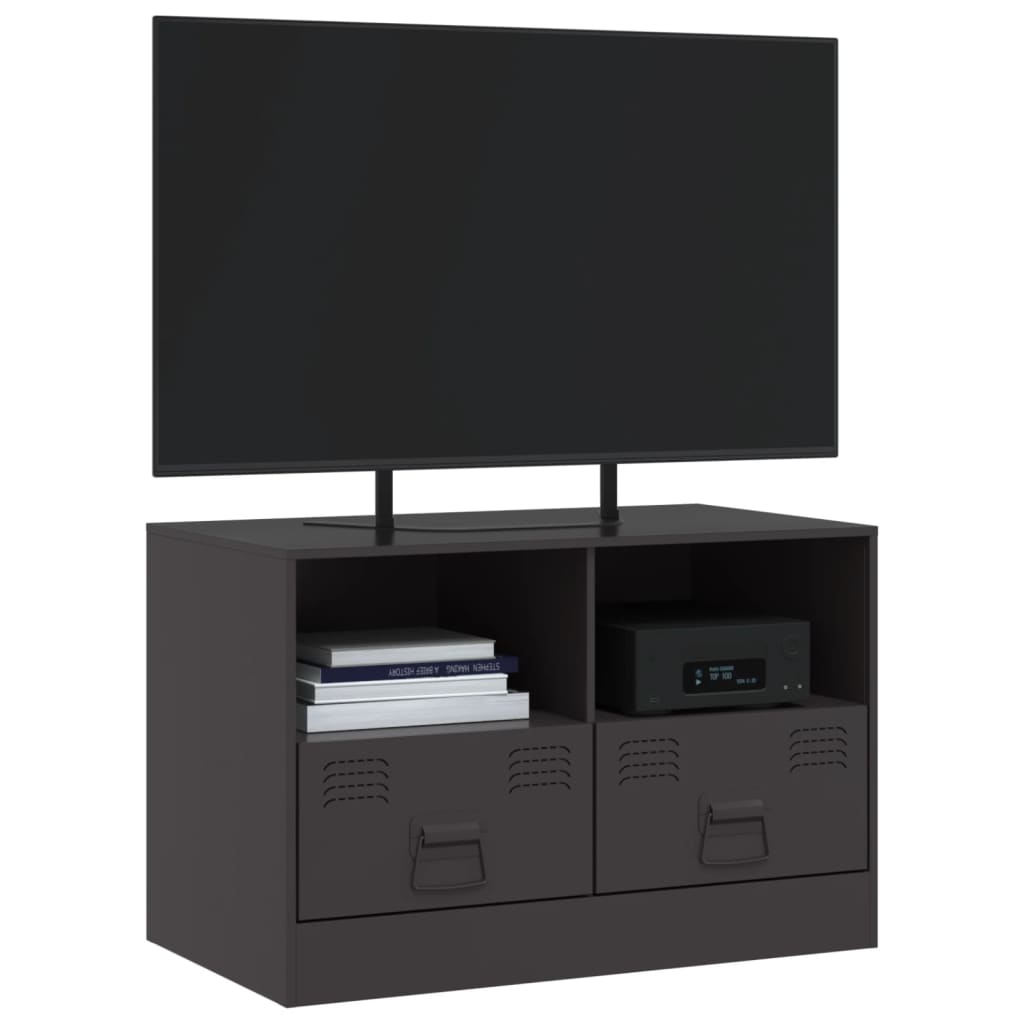 Dulap TV, negru, 67x39x44 cm, otel — imaginea 4