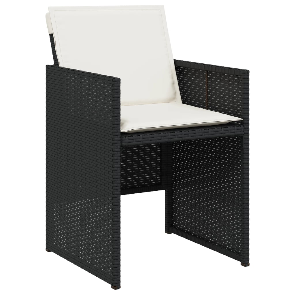 Set mobilier de gradina cu perne, 15 piese, negru, poliratan — imaginea 4