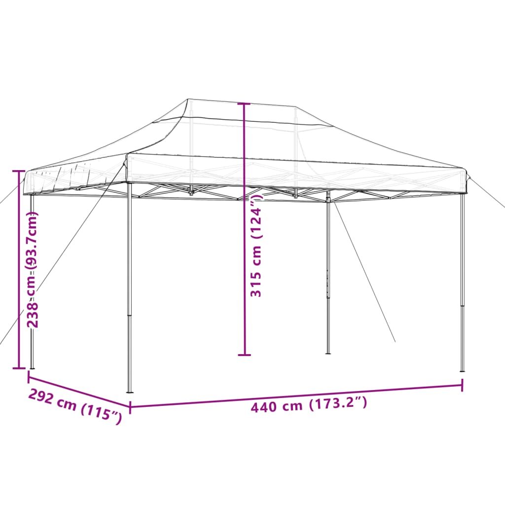 Cort de petrecere pliabil Pop-Up, verde, 440x292x315 cm — imaginea 9
