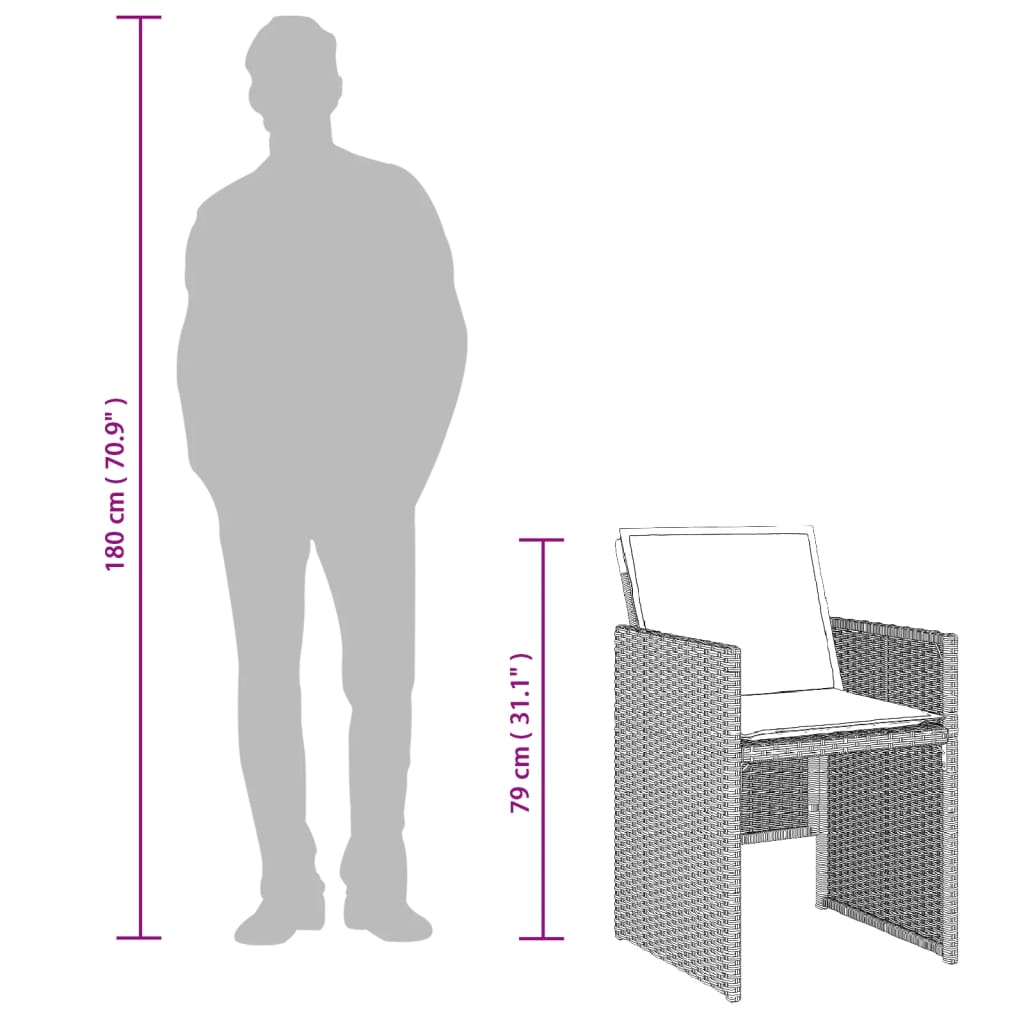 Set mobilier de gradina cu perne 15 piese gri deschis poliratan — imaginea 10